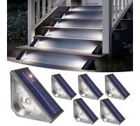 Solpex Solar Outdoor Lights, 6 Pack Solar Fence Lights Waterproof for Stair Deck Porch Patio Fence Garden Yard (Cold White)