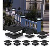 Solpex Solar Post Lights, IP65 Waterproof Solar Lights Outdoor Garden Post Lamp, Cap for 5×5 4×4 3.5×3.5 inch, for Patio Fence Deck Wooden Posts(Black, 8 Pack)