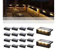 Solpex Solar Step Lights 16 Pack, Solar Outdoor Lights for Fence, IP65 Waterproof Solar Powered Outdoor LED Lights for Deck Porch Stair Yard Garden Patio Pool Decorations (Black, White)