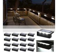 Solpex Solar Step Lights 16 Pack, Solar Outdoor Lights for Fence, IP65 Waterproof Solar Powered Outdoor LED Lights for Deck Porch Stair Yard Garden Patio Pool Decorations (Black, White)