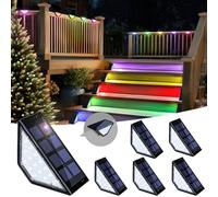 Solpex Solar Step Lights for Outside 6 Pack, Solar Lights Outdoor Waterproof Decor for Stair, Step, Deck, Fence, Front Porch, Balcony, Patio, Wall, Yard, Garden (RGB,Black)