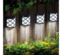 Solpex Solar Wall and Fence Lights, 4 Packs Waterproof 6 LED Deck Lights, Decorative Outdoor for Fence, Deck, Patio, Stairs, Yard, Pathway (Cold White)