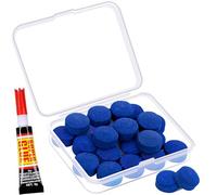 SOLROS Billiard Pool Cue Tips,14mm Medium Hardness 8-Multiple Layers Replacement Tips for Pool Cues, Snooker Stick Heads Repair Kit with Storage Box, Accessories for Bar, Room & Club (Blue)