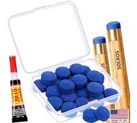 SOLROS Billiard Pool Cue Tips,14mm Medium Hardness 8-Multiple Layers Replacement Tips for Pool Cues, Snooker Stick Heads Repair Kit with Storage Box, Accessories for Bar, Room & Club (Yellow)