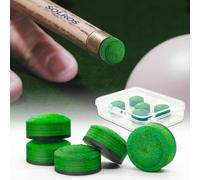 SOLROS Billiard Pool Cue Tips,14mm Medium Hardness 8-Multiple Layers Replacement Tips for Pool Cues, Snooker Stick Heads Repair Kit with Storage Box, Accessories for Bar, Room & Club (Green)
