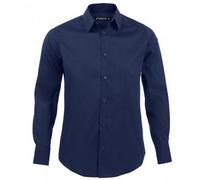 SOL'S Men's Brighton Long Sleeve Fitted Work Shirt in Dark Blue | Size: Medium SOL'S Dark Blue M