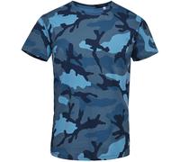 SOLS Mens Camo Short Sleeve T-Shirt (Blue Camo) Cotton - Size Small