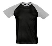 SOLS Mens Funky Contrast Short Sleeve T-Shirt (Black/Grey Marl) Cotton - Size Medium