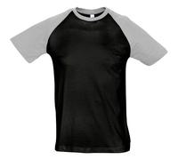 SOLS Mens Funky Contrast Short Sleeve T-Shirt (Black/Grey Marl) Cotton - Size Small