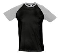 SOLS Mens Funky Contrast Short Sleeve T-Shirt (Black/Grey Marl) Cotton - Size X-Large