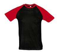 SOLS Mens Funky Contrast Short Sleeve T-Shirt (Black/Red) - Black/White Cotton - Size Small