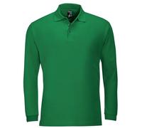 SOLs Mens Mans Plain Cotton Long Sleeve Pique Polo Shirt - No Logo S-3XL