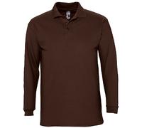 SOLs Mens Mans Plain Cotton Long Sleeve Pique Polo Shirt - No Logo S-3XL