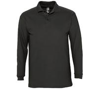 SOLs Mens Mans Plain Cotton Long Sleeve Pique Polo Shirt - No Logo S-3XL