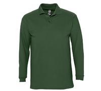 SOLs Mens Mans Plain Cotton Long Sleeve Pique Polo Shirt - No Logo S-3XL