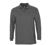 SOLs Mens Mans Plain Cotton Long Sleeve Pique Polo Shirt - No Logo S-3XL