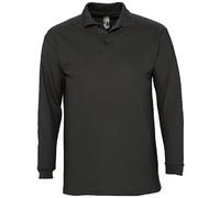 SOLs Mens Mans Plain Cotton Long Sleeve Pique Polo Shirt - No Logo S-3XL