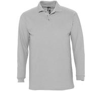 SOLs Mens Mans Plain Cotton Long Sleeve Pique Polo Shirt - No Logo S-3XL