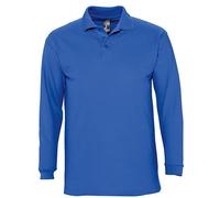 SOLs Mens Mans Plain Cotton Long Sleeve Pique Polo Shirt - No Logo S-3XL