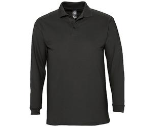 SOLs Mens Mans Plain Cotton Long Sleeve Pique Polo Shirt - No Logo S-3XL