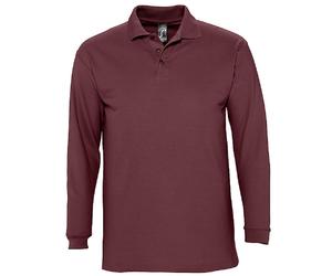 SOLs Mens Mans Plain Cotton Long Sleeve Pique Polo Shirt - No Logo S-3XL