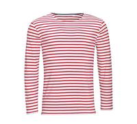SOLS Mens Marine Long Sleeve Stripe T-Shirt (White/Red) Cotton - Size Small