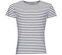 SOLS Mens Miles Striped Short Sleeve T-Shirt (White/Navy) Cotton - Size Medium