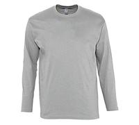SOLS Mens Monarch Long Sleeve T-Shirt (Grey Marl) Cotton - Size Large