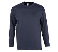 SOLS Mens Monarch Long Sleeve T-Shirt (Navy) Cotton - Size Small