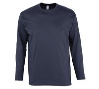 SOLS Mens Monarch Long Sleeve T-Shirt (Navy) Cotton - Size Small