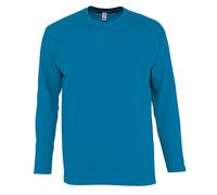 SOLS Mens Monarch Long Sleeve T-Shirt (Aqua) - Navy Cotton - Size 2XL