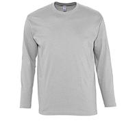 SOLS Mens Monarch Long Sleeve T-Shirt (Grey Marl) Cotton - Size Medium