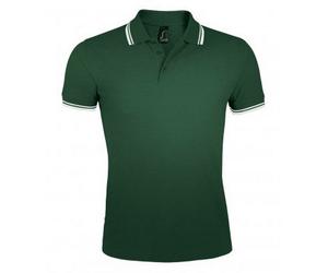 SOLS Mens Pasadena Tipped Short Sleeve Pique Polo Shirt (Forest/White) - Multicolour Cotton - Size Small