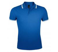 (M, Royal/White) SOLS Mens Pasadena Tipped Short Sleeve Pique Polo Shirt