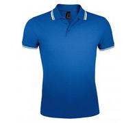 (M, Royal/White) SOLS Mens Pasadena Tipped Short Sleeve Pique Polo Shirt