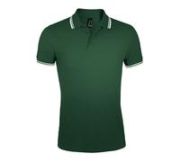 SOLS Mens Pasadena Tipped Short Sleeve Pique Polo Shirt (Forest/White) - Multicolour Cotton - Size 2XL
