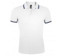 SOLS Mens Pasadena Tipped Short Sleeve Pique Polo Shirt (White/Navy) Cotton - Size 3XL