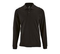SOLS Mens Perfect Long Sleeve Pique Polo Shirt (Black) Cotton - Size 3XL