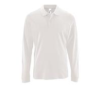 SOL'S Men's Perfect Long Sleeve Pique Polo Shirt in White | Size: Large SOL'S White L
