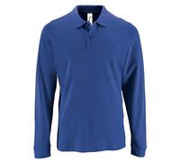 SOLS Mens Perfect Long Sleeve Pique Polo Shirt (Royal Blue) Cotton - Size Medium