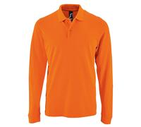 SOLS Mens Perfect Long Sleeve Pique Polo Shirt (Orange) Cotton - Size X-Large