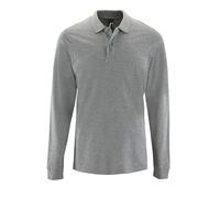 SOLS Mens Perfect Long Sleeve Pique Polo Shirt (Grey Marl) Cotton - Size Medium