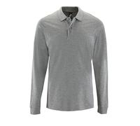 SOLS Mens Perfect Long Sleeve Pique Polo Shirt (Grey Marl) Cotton - Size Large
