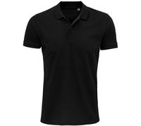 (L, Black) SOLS Mens Planet Pique Organic Polo Shirt