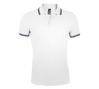 SOLS Mens Practice Tipped Pique Short Sleeve Polo Shirt (White/Navy) Cotton - Size Small