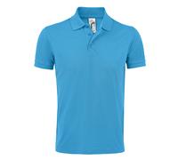 (L, Aqua) SOLs Mens Prime Pique Plain Short Sleeve Polo Shirt