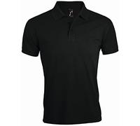 SOLS Mens Prime Pique Plain Short Sleeve Polo Shirt (Black) - Size 5XL