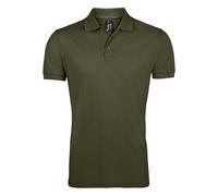 SOLS Mens Prime Pique Plain Short Sleeve Polo Shirt (Army) - Green - Size Medium