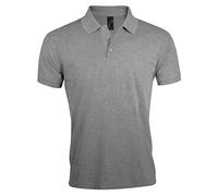 (M, Grey Marl) SOLs Mens Prime Pique Plain Short Sleeve Polo Shirt