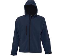 (3XL, French Navy) SOLS Mens Replay Hooded Soft Shell Jacket (Breathable, Windproof And Water Resistant)